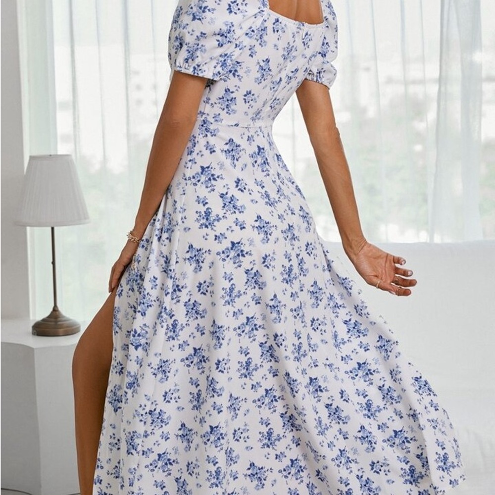 SHEIN Blue Floral Maxi Dress size small